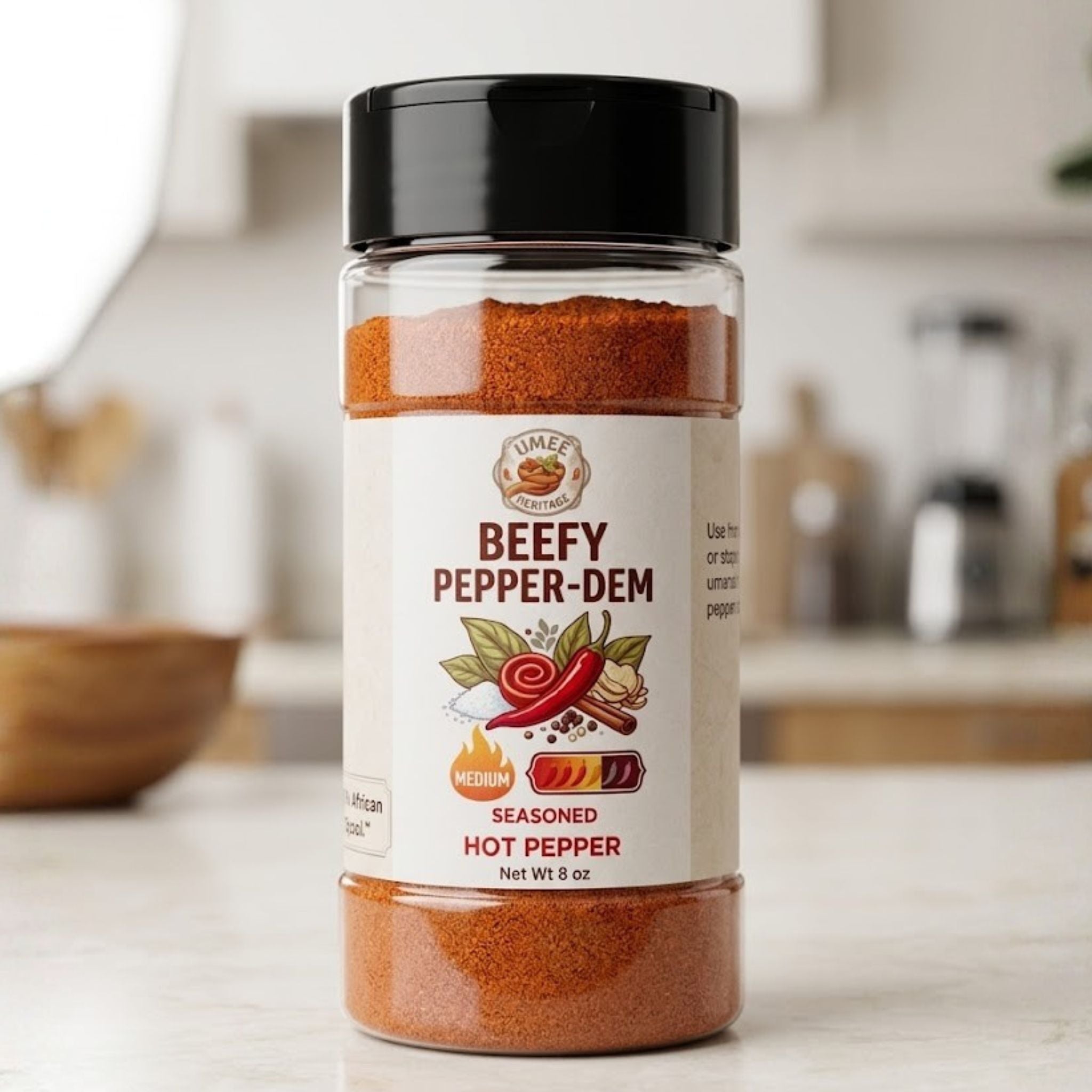 Beefy Pepper-Dem Savory Seasoned Hot Pepper | Umee Heritage (5lb 8oz 4oz)
