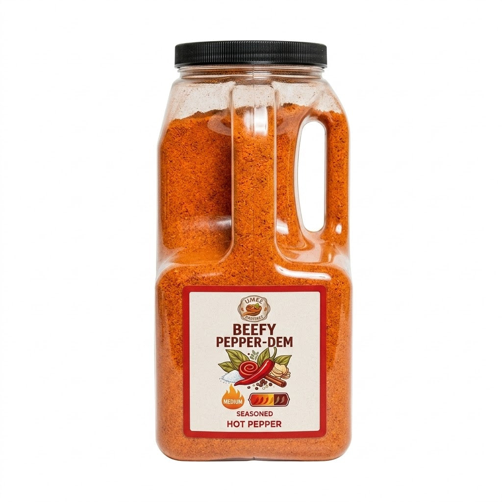 Beefy Pepper-Dem Savory Seasoned Hot Pepper | Umee Heritage (5lb 8oz 4oz)