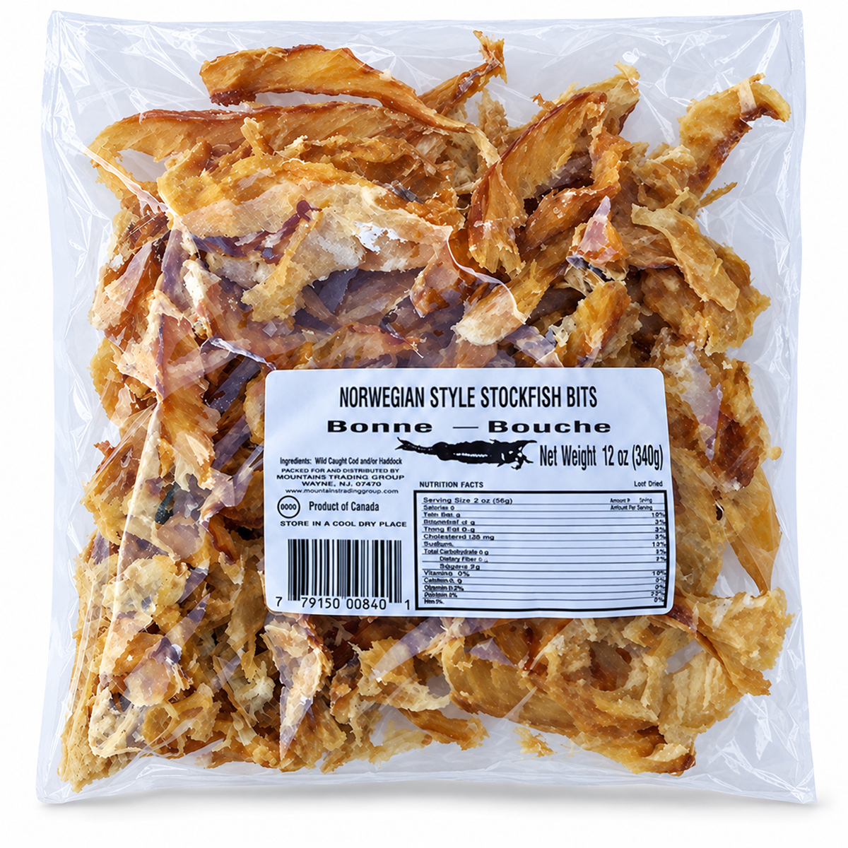 Bonne Bouche Stockfish Bits for Soups — 12 oz (340 g) on a white background