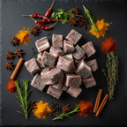 Umee Heritage Beef Chain Tripe flat lay with African spices – social media post