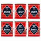 Exeter Corned Beef six-pack on a clean white background
