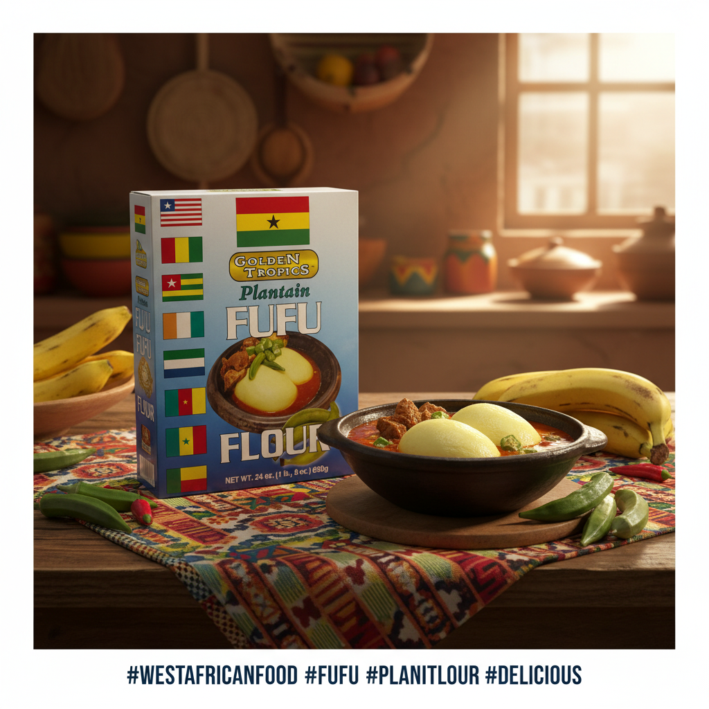 Golden Tropics Plantain Fufu Flour – social media lifestyle post