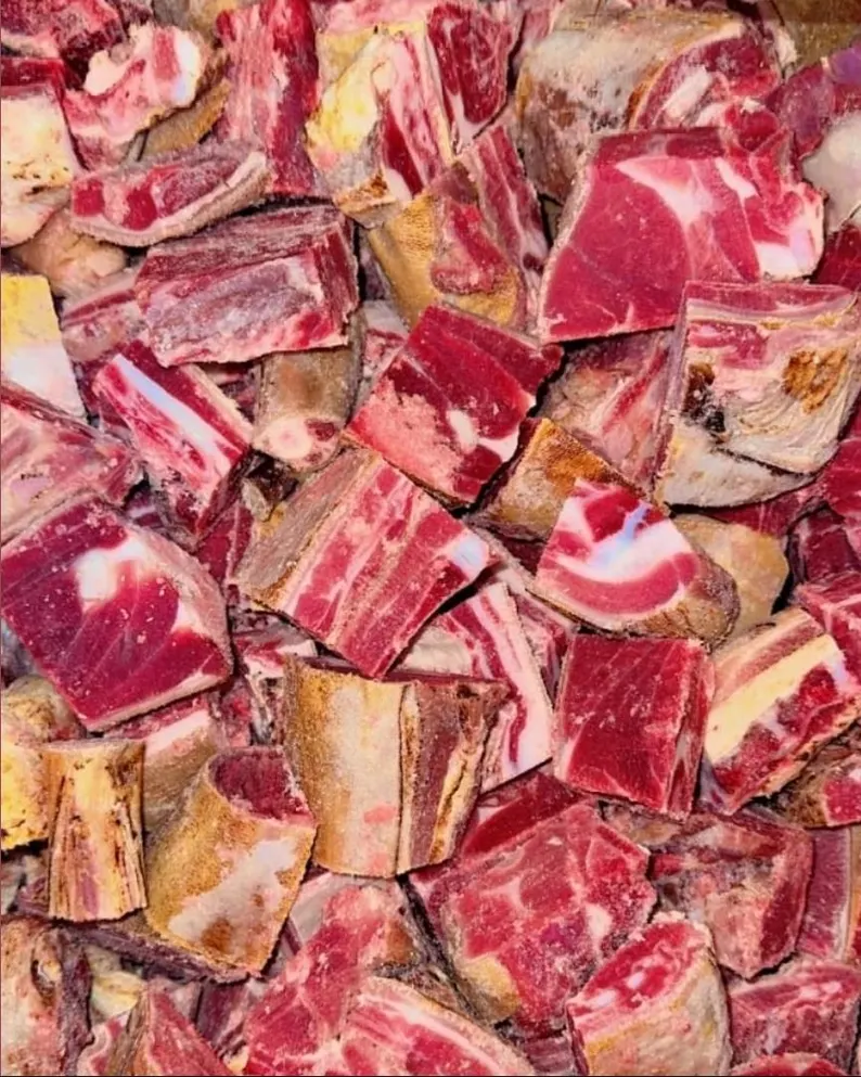 Burnt Goat cube cut with skin , 30 lb  box