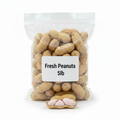 Fresh raw peanuts in a sealed clear plastic bag on white background