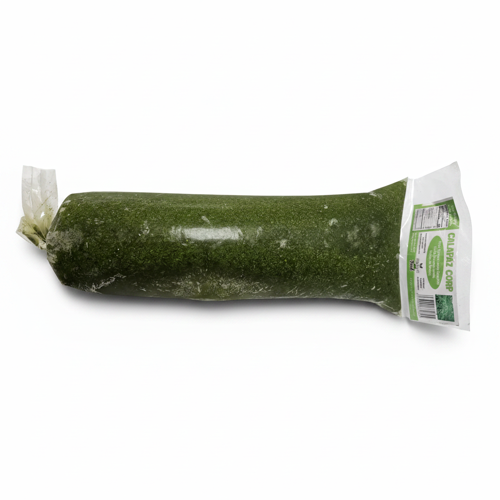 Frozen cassava leaves 3 lb pack on white background – clean product photo