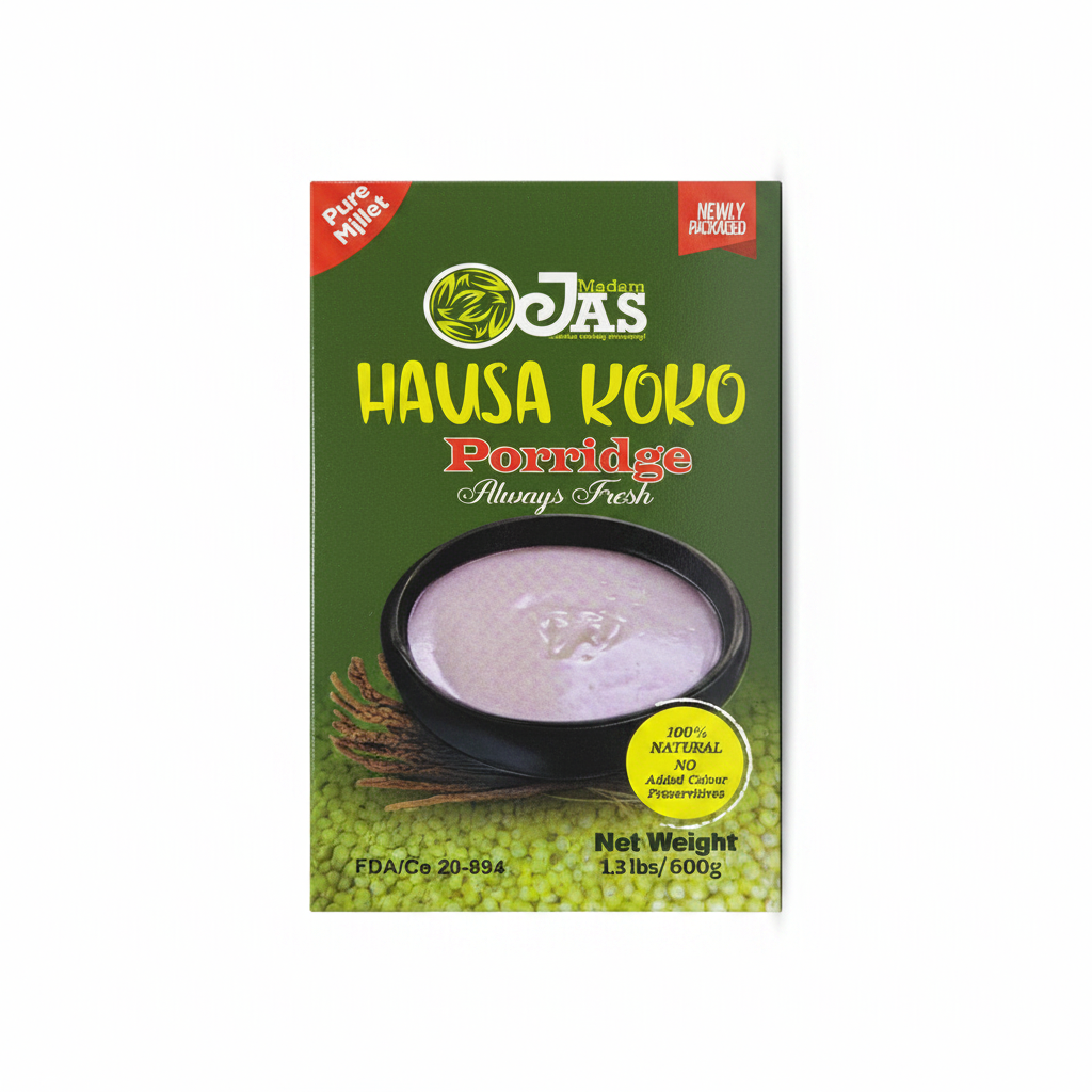 Madam JAS Hausa Koko Pure Millet Porridge 1.3lb – 100% Natural West African Breakfast | No Preservatives, Always Fresh
