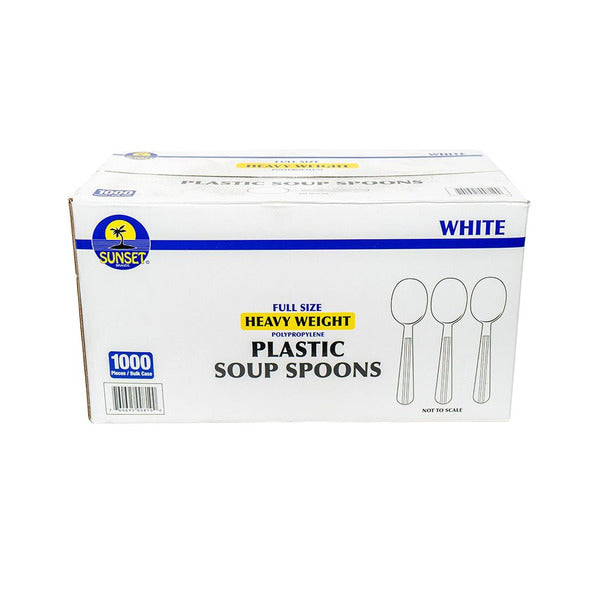 Sunset - White Heavy Weight Plastic Soup Spoons - 1000 Count