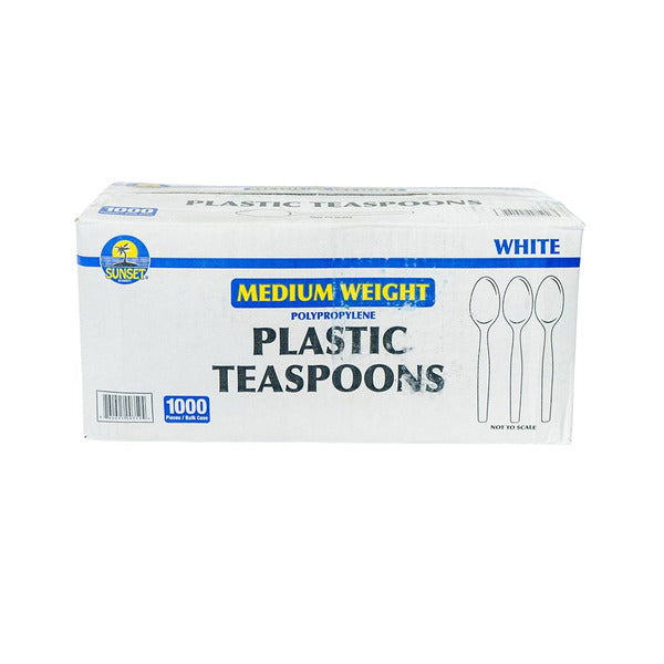 Sunset - White Medium Weight Plastic Teaspoons - 1000 Count