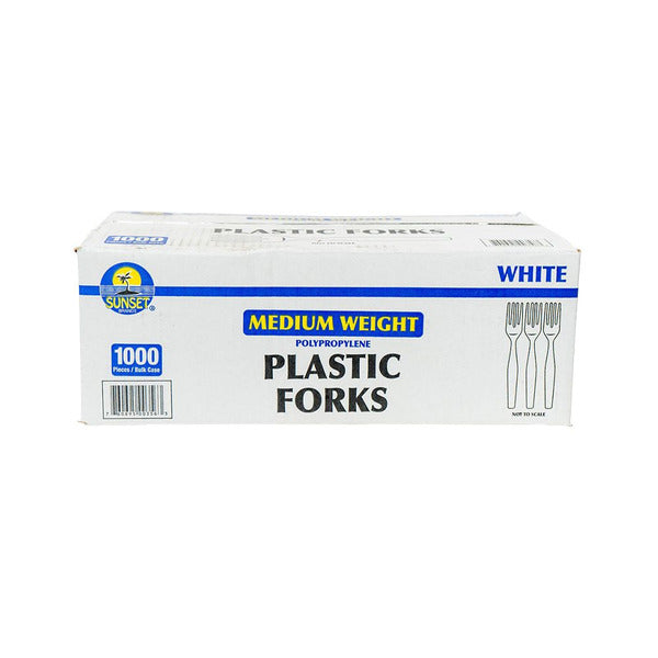 Sunset - White Medium Weight Plastic Forks - 1000 Count