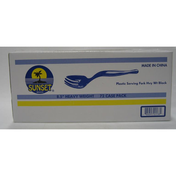 Sunset - RD101BK72 - Heavy Duty 8.5" Black Plastic Catering Forks - 72 Count