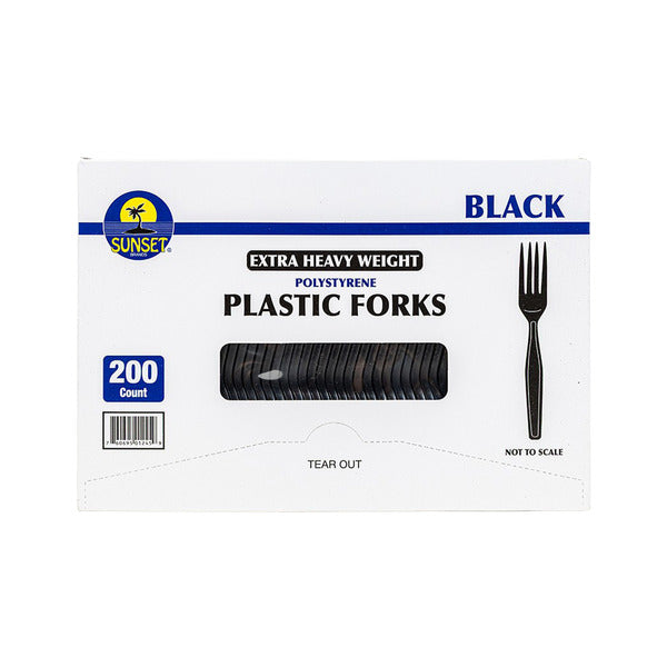 Sunset - Extra Heavy Black Plastic Forks - 200 Count