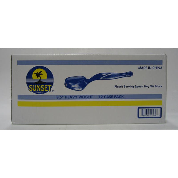 Sunset - RD102BK72 - Heavy Duty 8.5" Black Plastic Catering Spoons - 72 Count