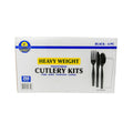 Sunset - Deluxe Wrapped Heavy Weight Black Cutlery Kit (Fork, Knife, Teaspoon, Napkin) - 250 Count