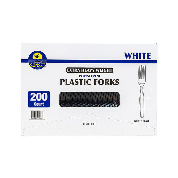 Sunset - Extra Heavy White Plastic Forks - 200 Count