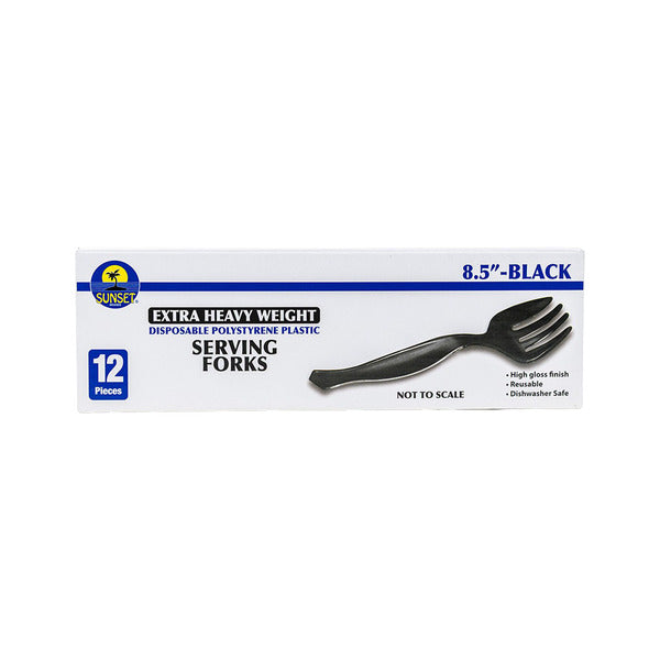 Sunset - Black Plastic Serving Forks - 12ct
