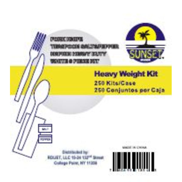 Sunset - White Heavy Duty 6 Piece Cutlery Kit - 250 Count