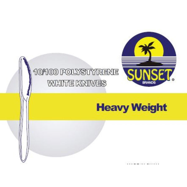 Sunset - White Heavy Weight Plastic Knives - 1000 Count