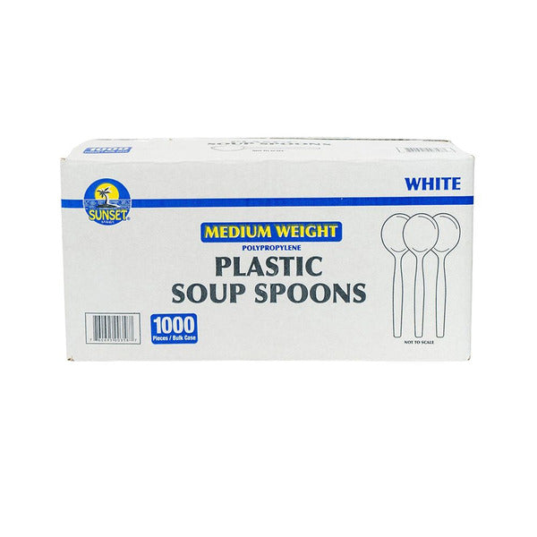 Sunset - White Medium Weight Plastic Soup Spoons - 1000 Count