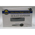 Sunset - Extra Heavy Black Plastic Soup Spoons - 200 Count