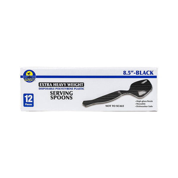 Sunset - Black Plastic Serving Spoons - 12ct