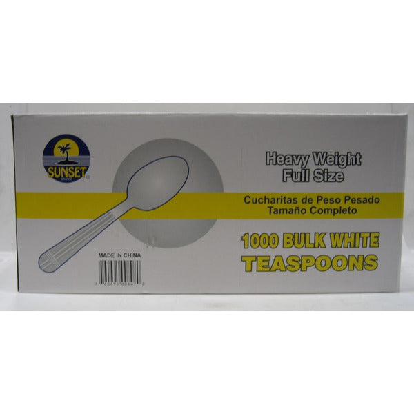 Sunset - White Heavy Weight Plastic Teaspoons - 1000 Count