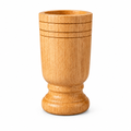 Tall wooden mortar with grooved rim and pedestal base